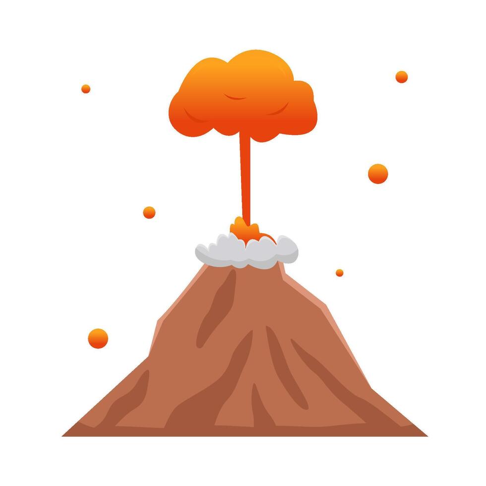 volcán lava fuego con fumar ilustración vector