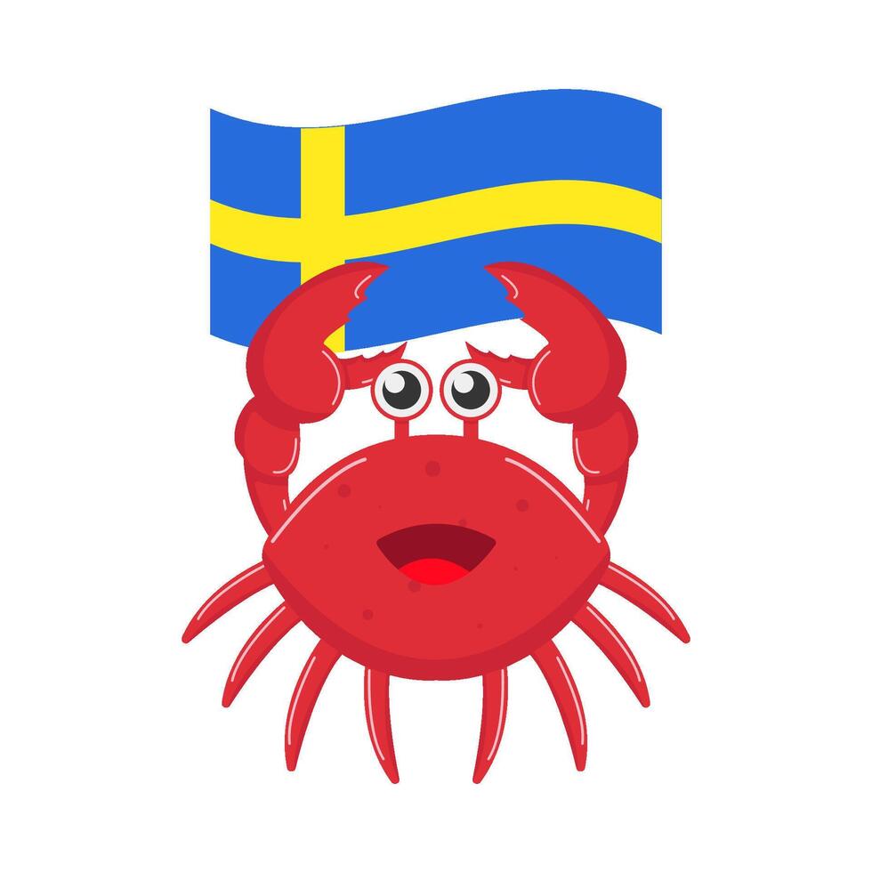crab with flag illustration vector