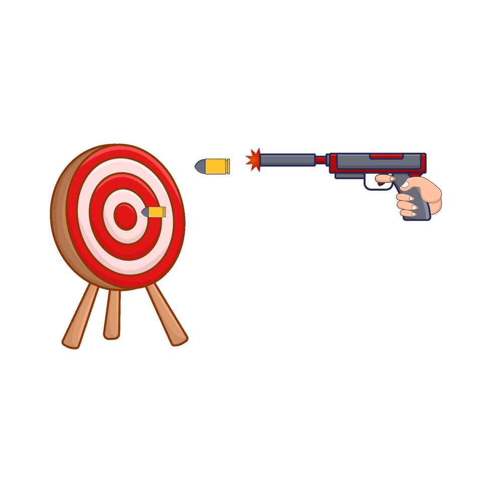 shotgun, bullet with arrow board illustration vector