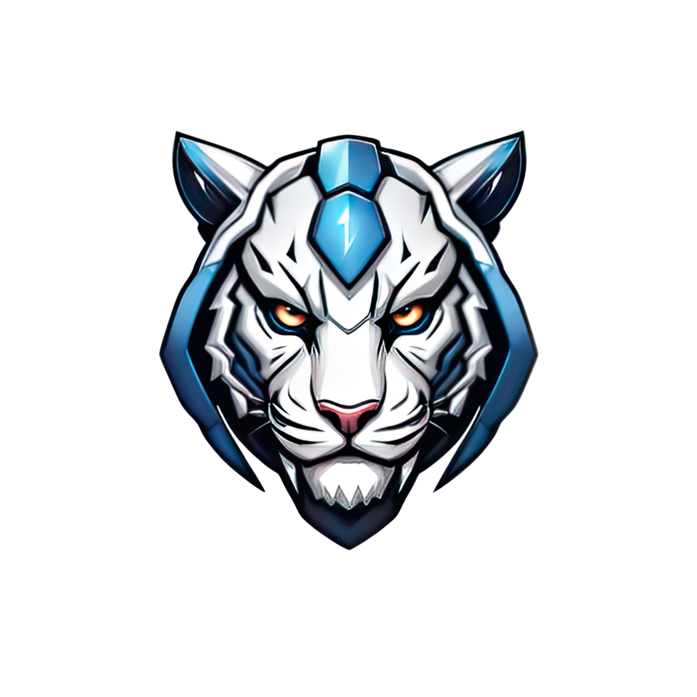 ai generiert Logo Esport Kopf von Tiger futuristisch Roboter Gliederung Illustration Design png