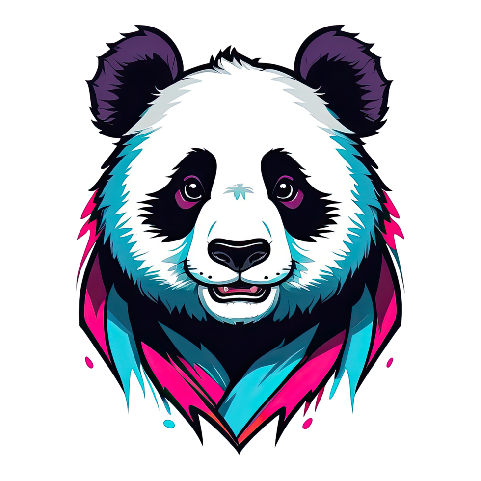 ai generiert Kopf von süß Panda mit bunt Design Illustration png