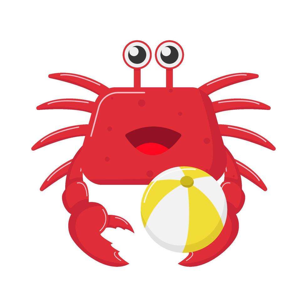 crab with ball illustration vector