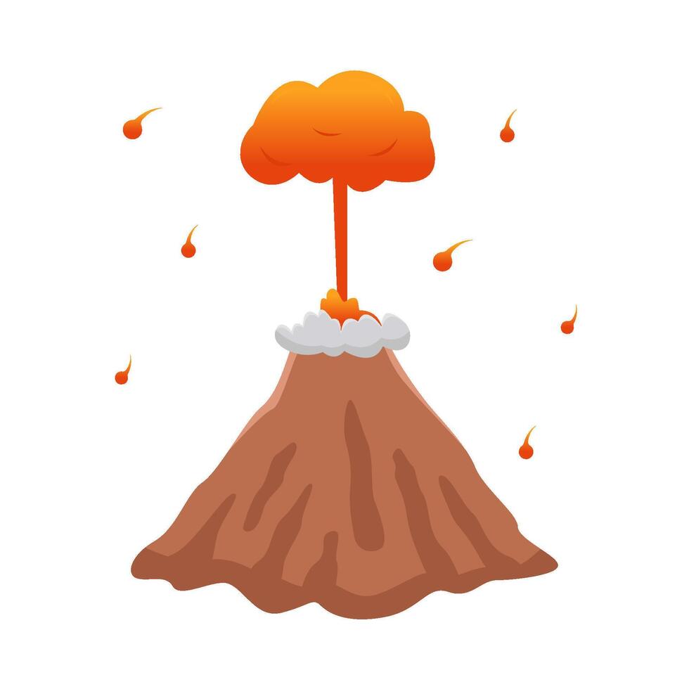 volcano lava fire with smoke  illustration vector