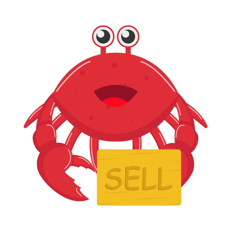 crab with sell in paper illustration vector