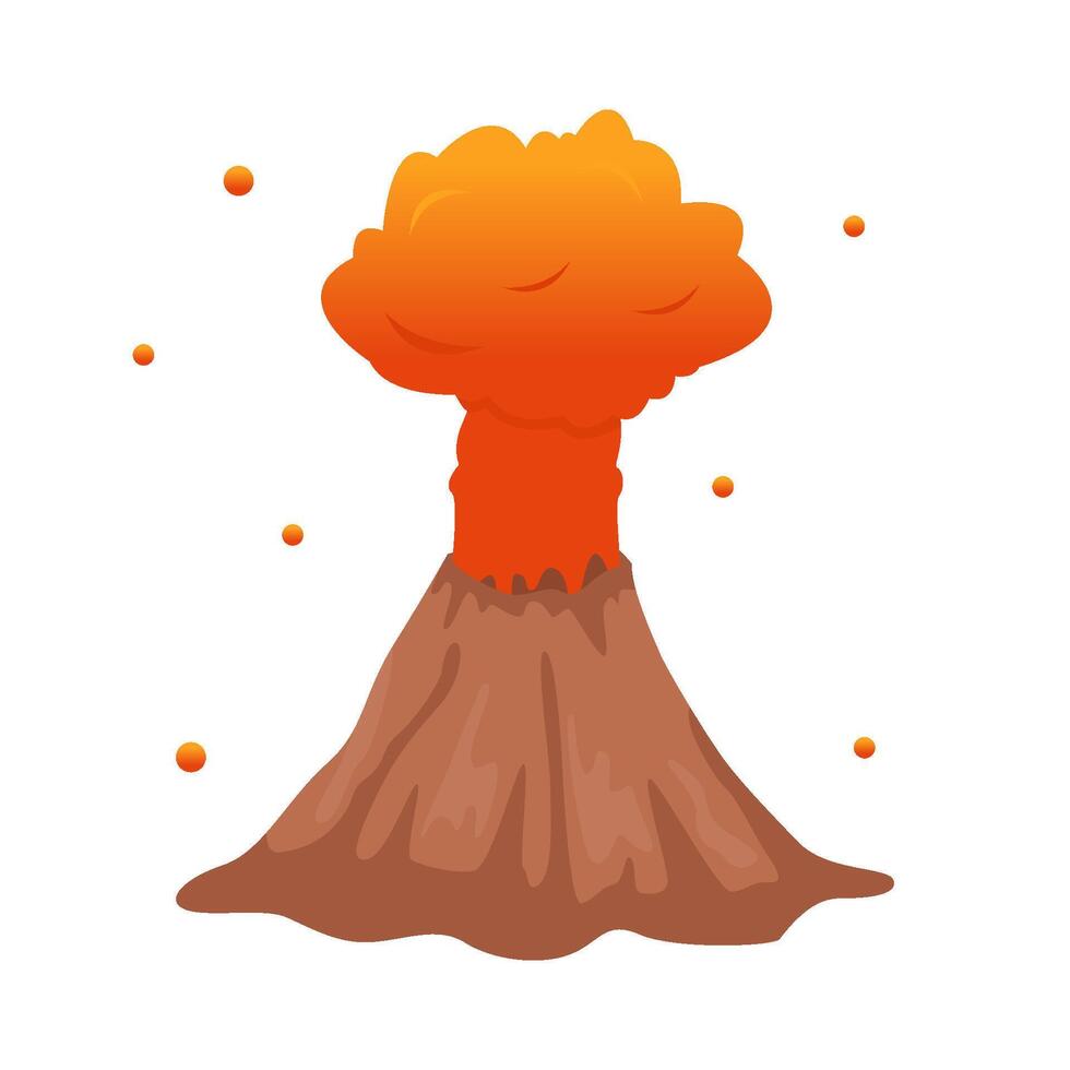 volcán con fuego ilustración vector