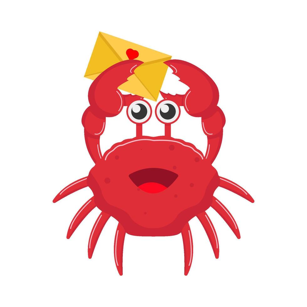 crab with mail illustration vector