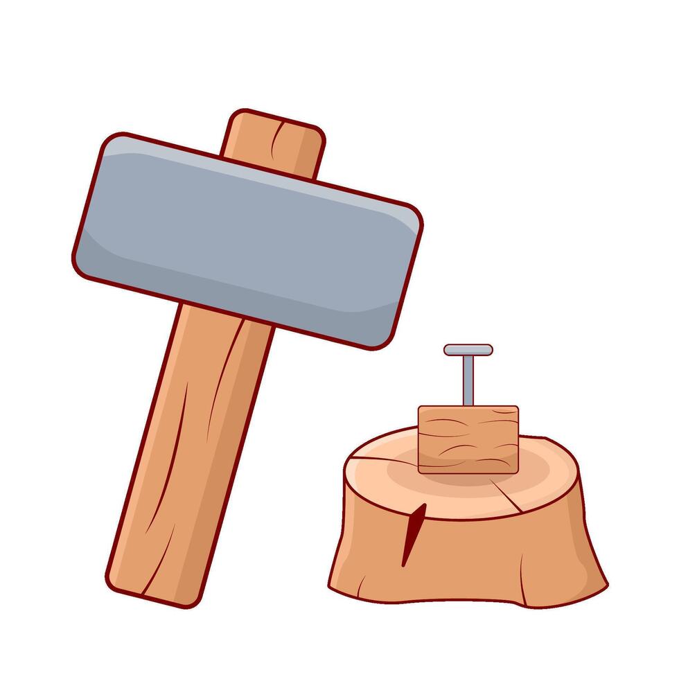 martillo con uña en árbol maletero ilustración vector