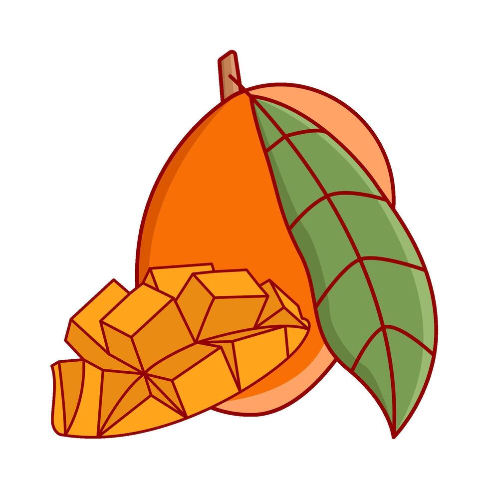 mango fruit with mango pieces illustration vector
