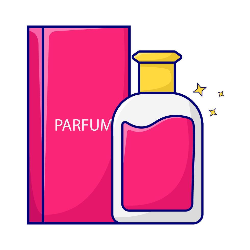 bottle parfume with box packaging illustration vector