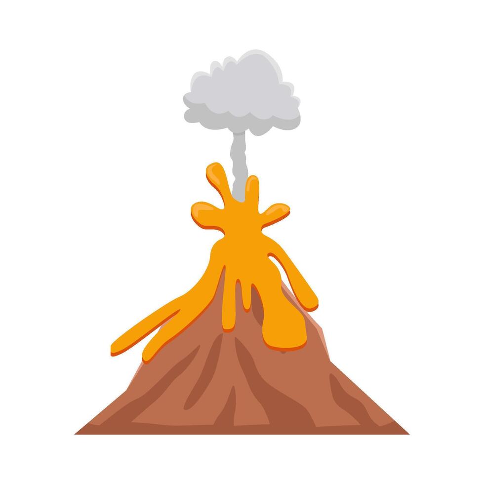 volcán lava fuego con fumar ilustración vector