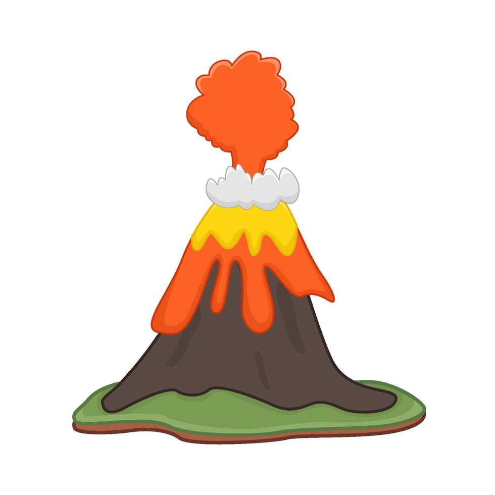volcán lava fuego con fumar ilustración vector
