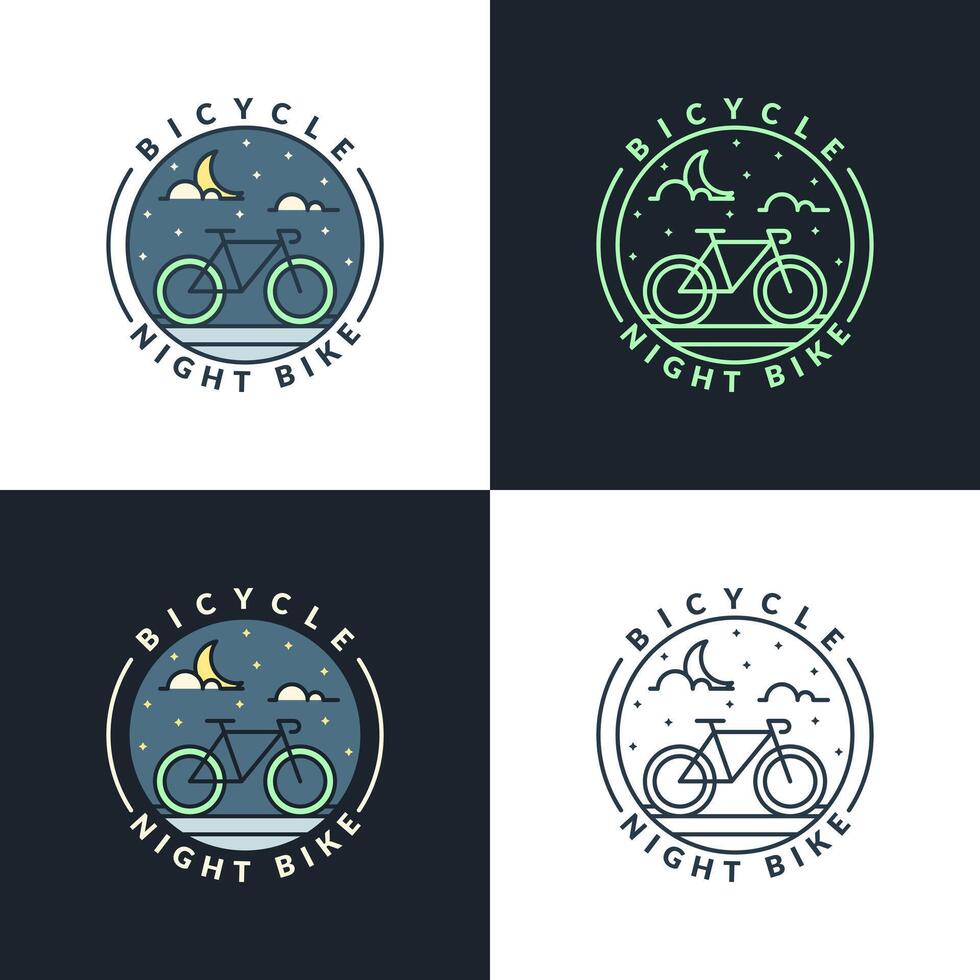 night cycling monoline or line art style vector illustration