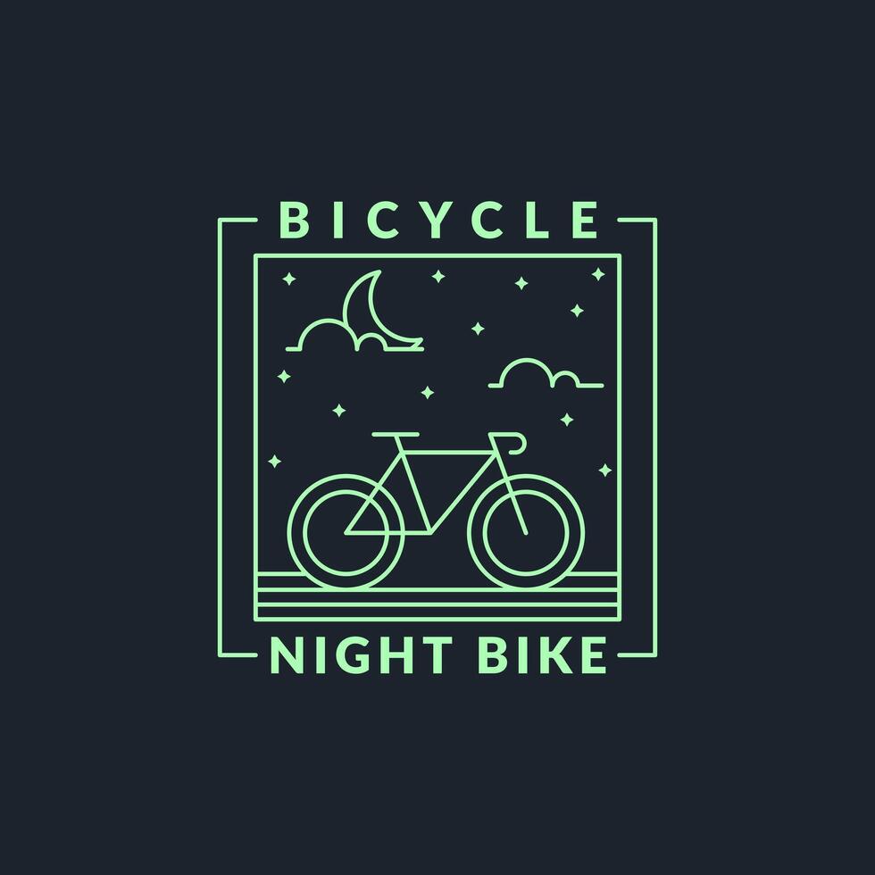 night cycling monoline or line art style vector illustration