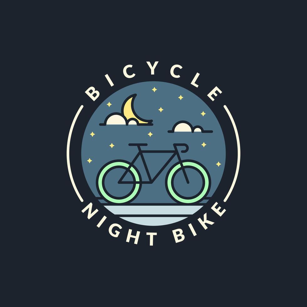 night cycling monoline or line art style vector illustration