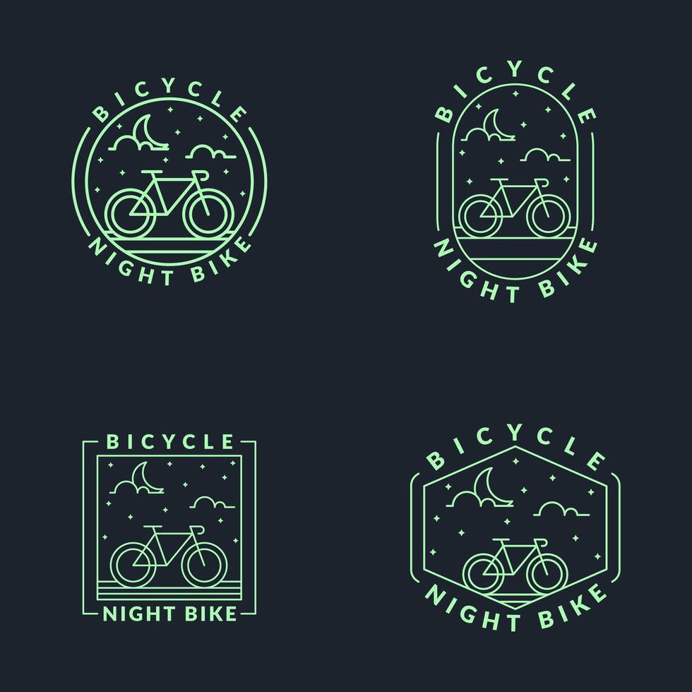 night cycling monoline or line art style vector illustration