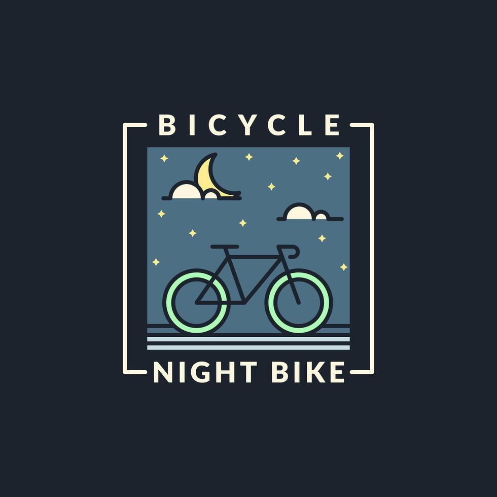 night cycling monoline or line art style vector illustration