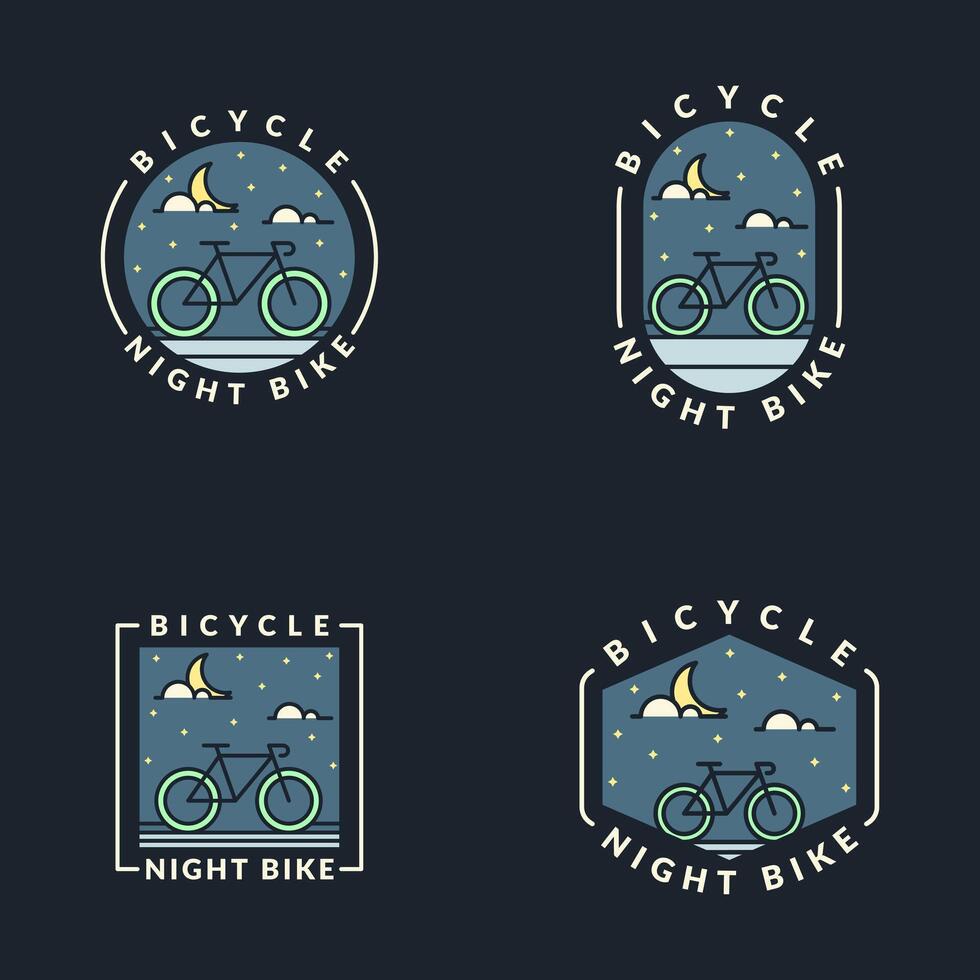 night cycling monoline or line art style vector illustration