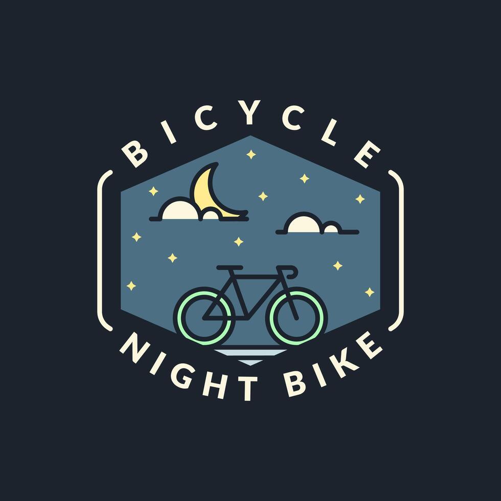 night cycling monoline or line art style vector illustration