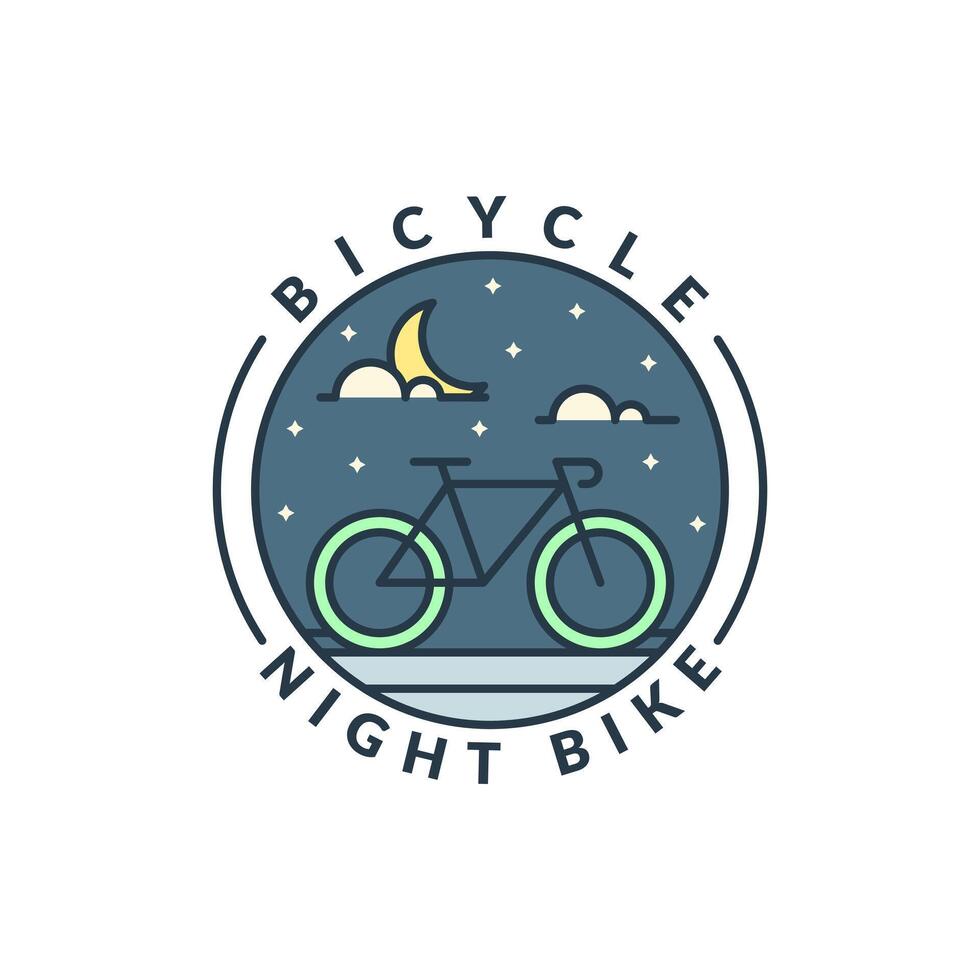 night cycling monoline or line art style vector illustration