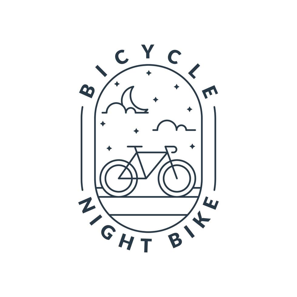 night cycling monoline or line art style vector illustration