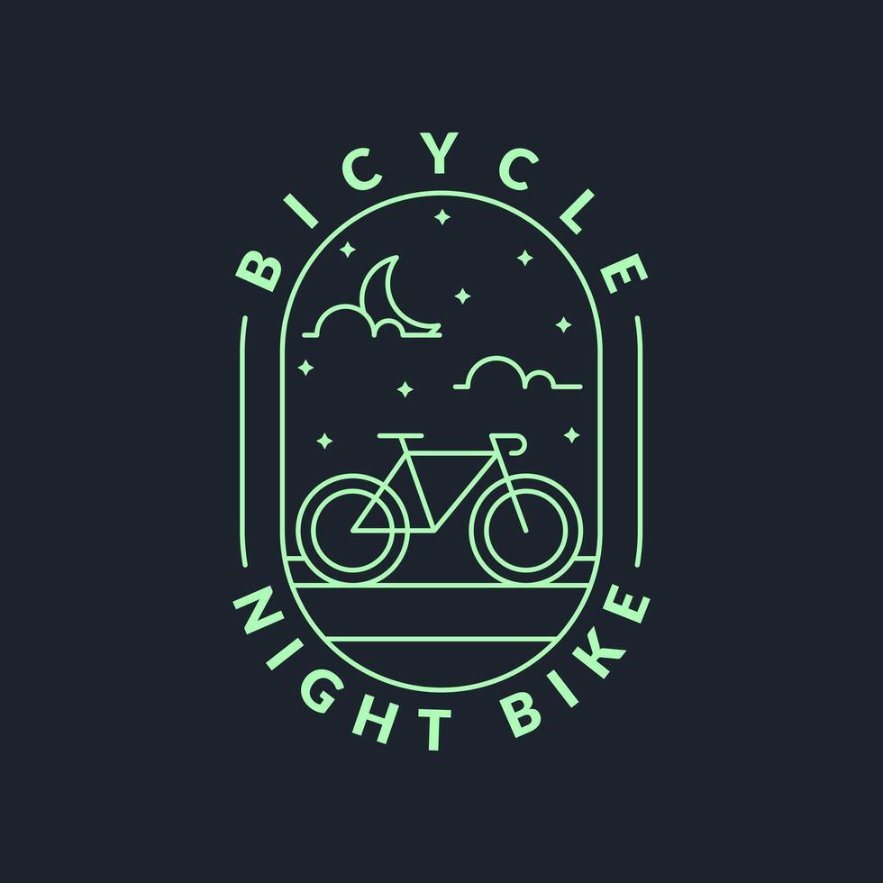 night cycling monoline or line art style vector illustration
