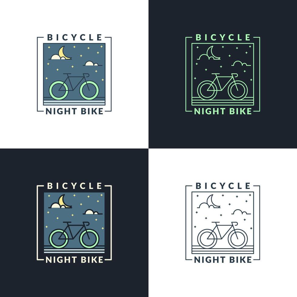 night cycling monoline or line art style vector illustration