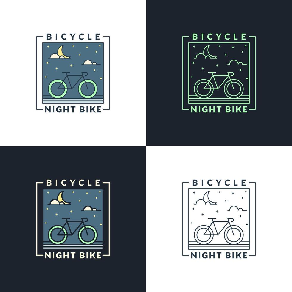 ciclismo nocturno monoline o estilo de arte de línea ilustración vectorial vector