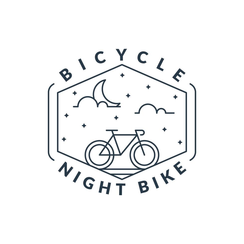 night cycling monoline or line art style vector illustration