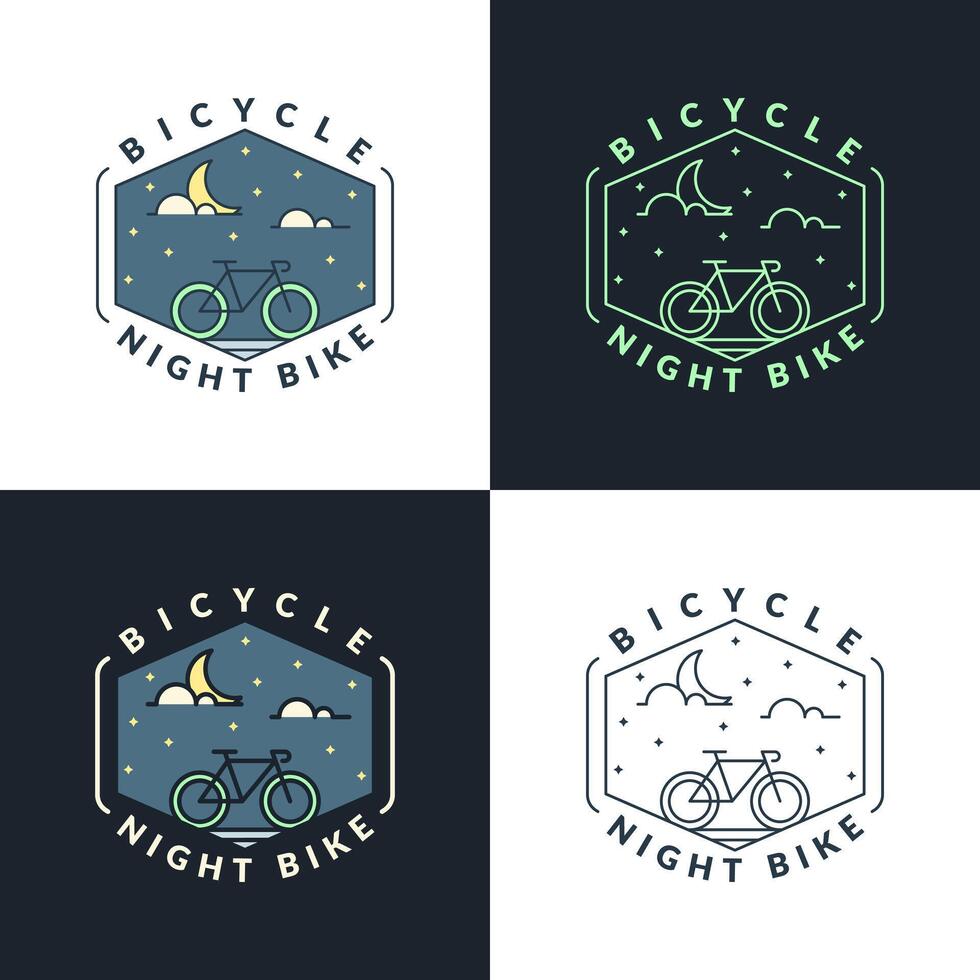 night cycling monoline or line art style vector illustration