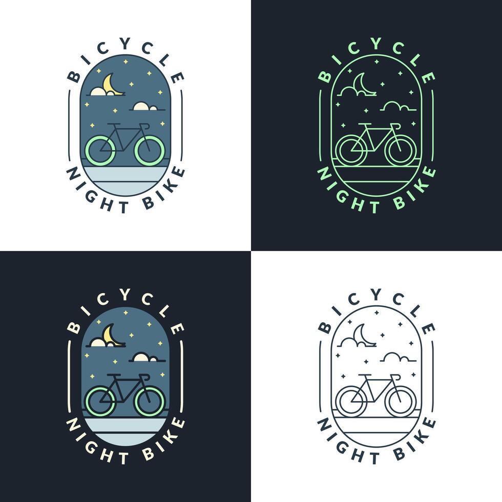 night cycling monoline or line art style vector illustration