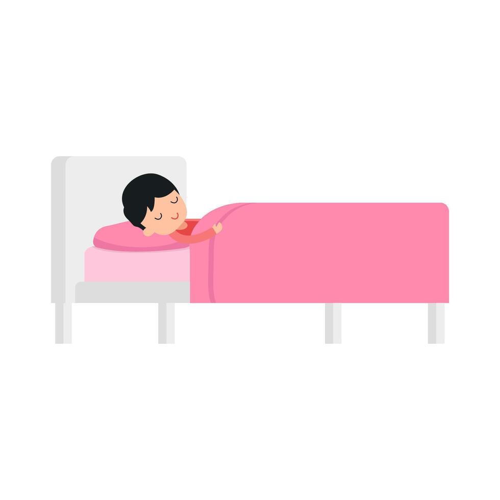 person sleep in single bed illustration vector