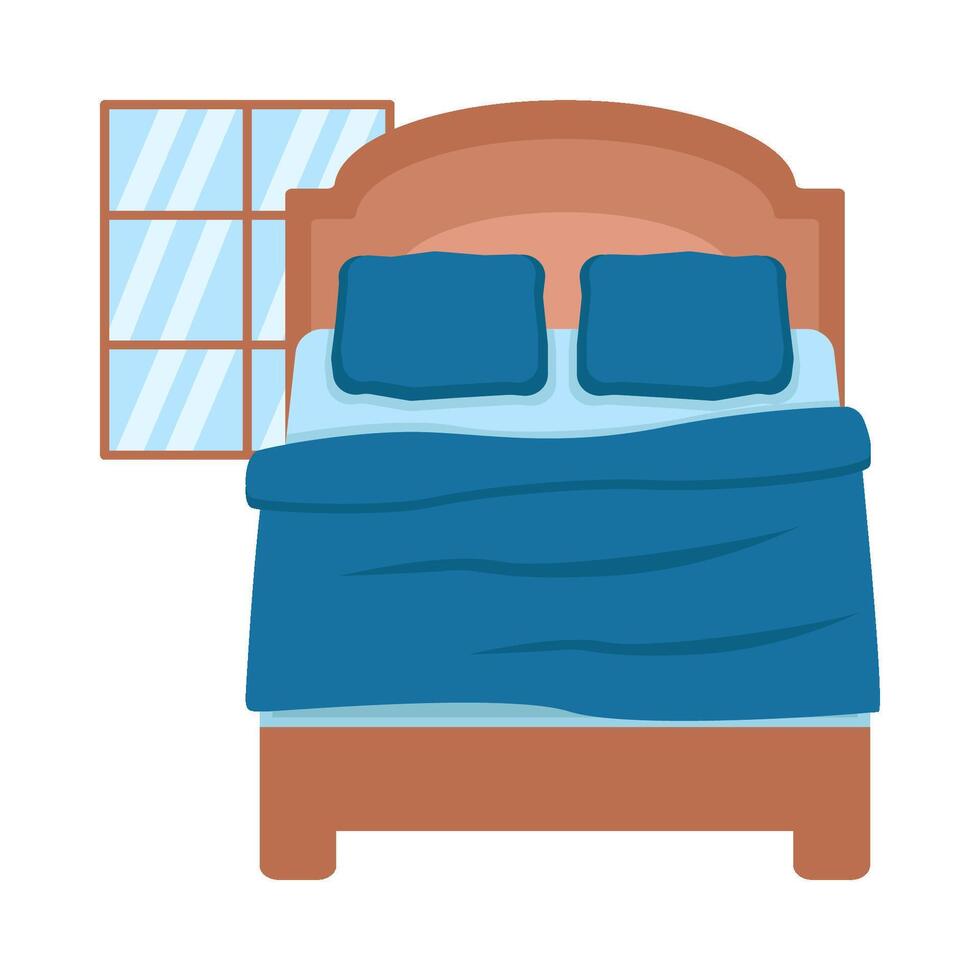 double bed in bedroom illustration vector