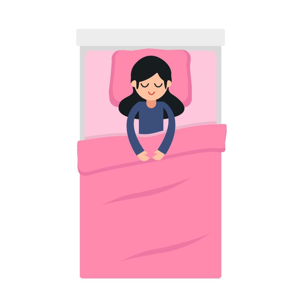 person sleep in single bed illustration vector