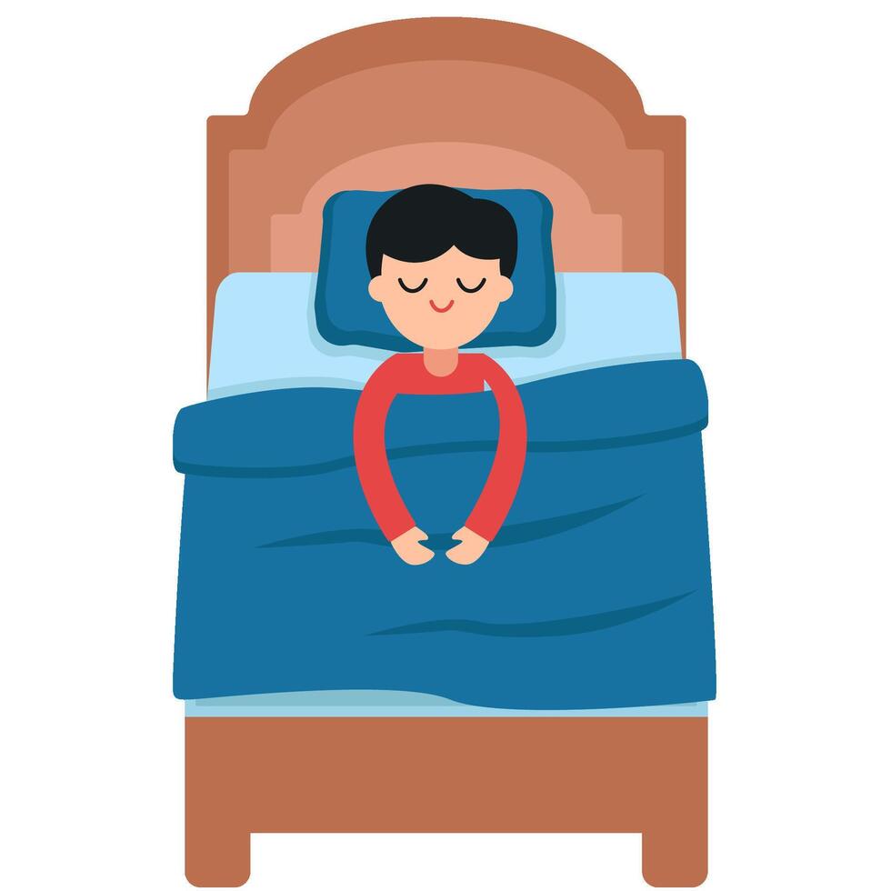 person sleep in single bed illustration vector