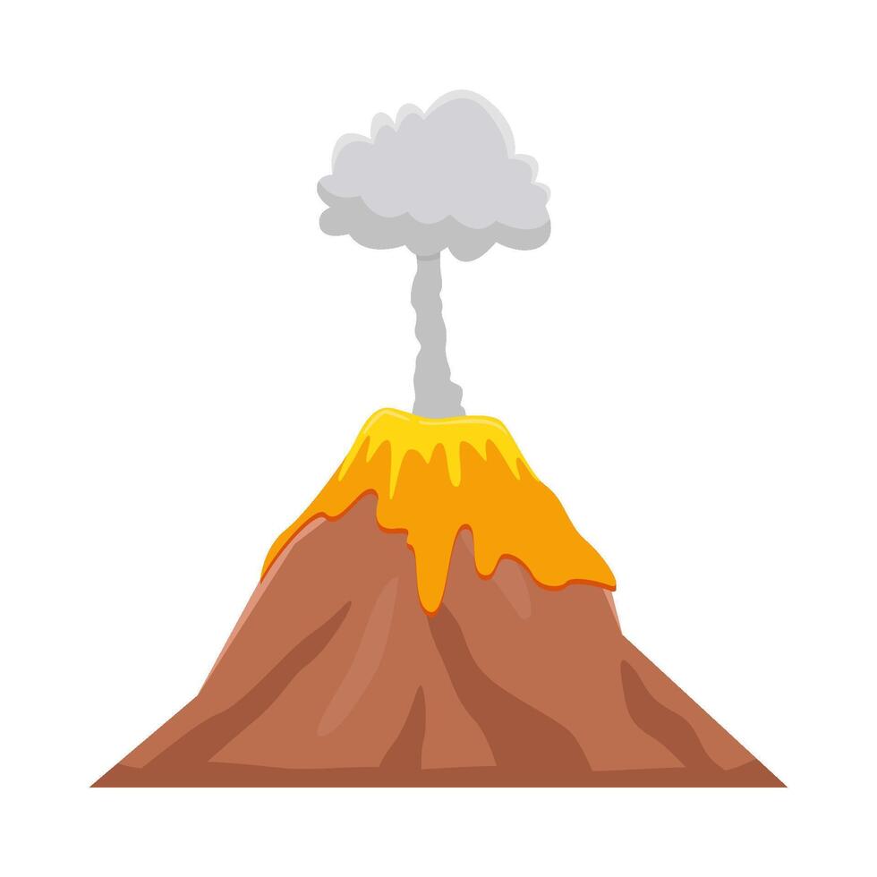 volcano lava fire with smoke  illustration vector