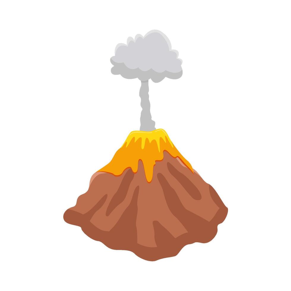 volcán lava fuego con fumar ilustración vector