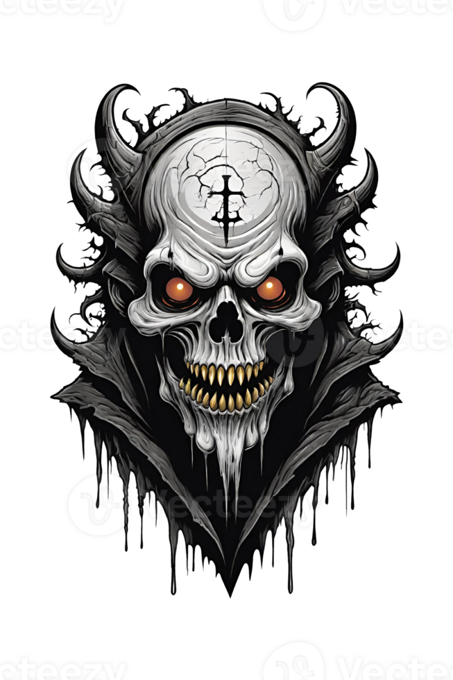 AI generated Gothic skull with crown on head illustration design png