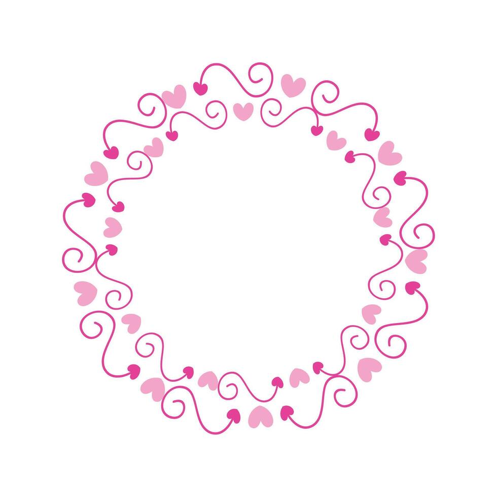 Vector hand drawn hearts border and frame design