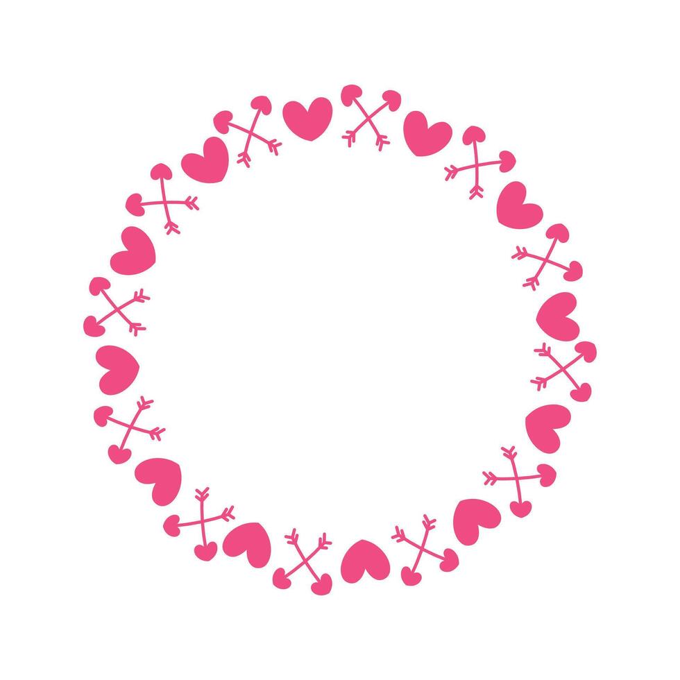 Vector hand drawn hearts border and frame design