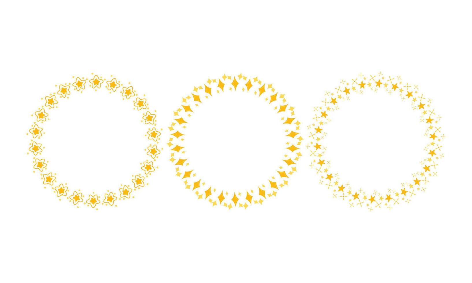 Vector set of vector round border frames with stars