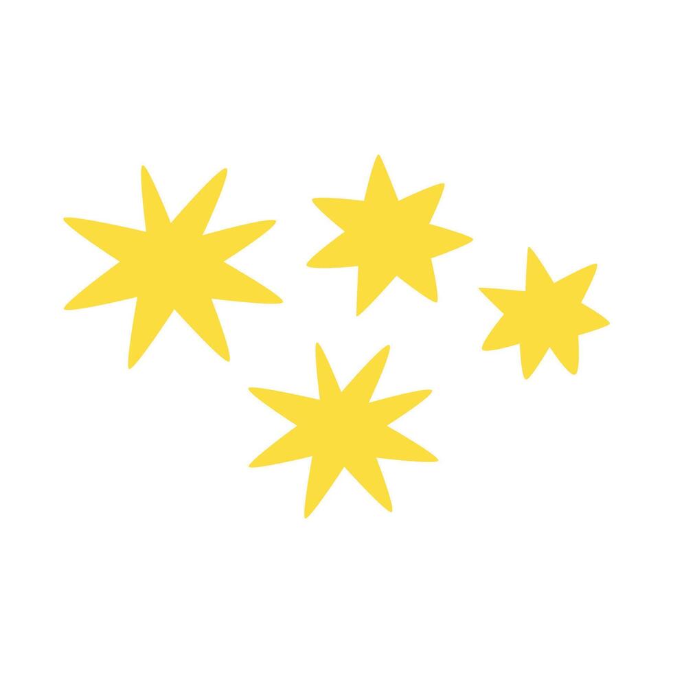 Vector flat sparkling star collection on white