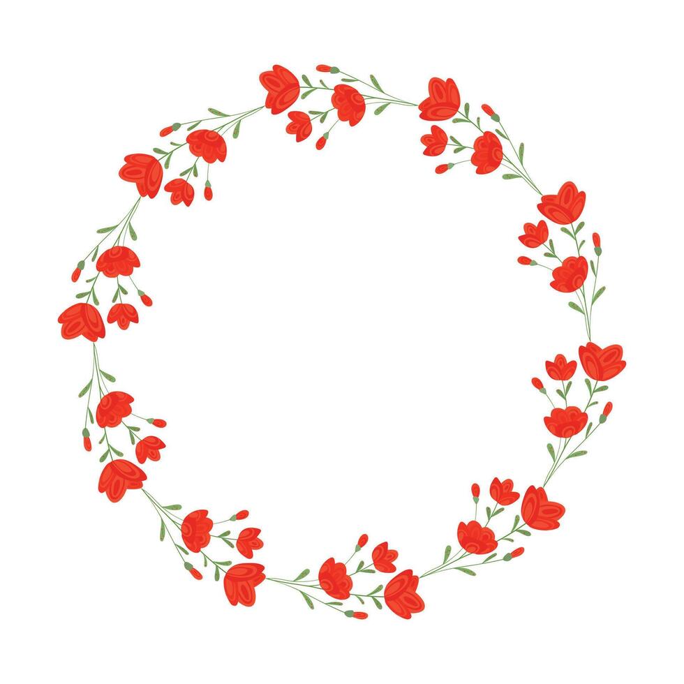 Vector hand drawn floral wreath on white background