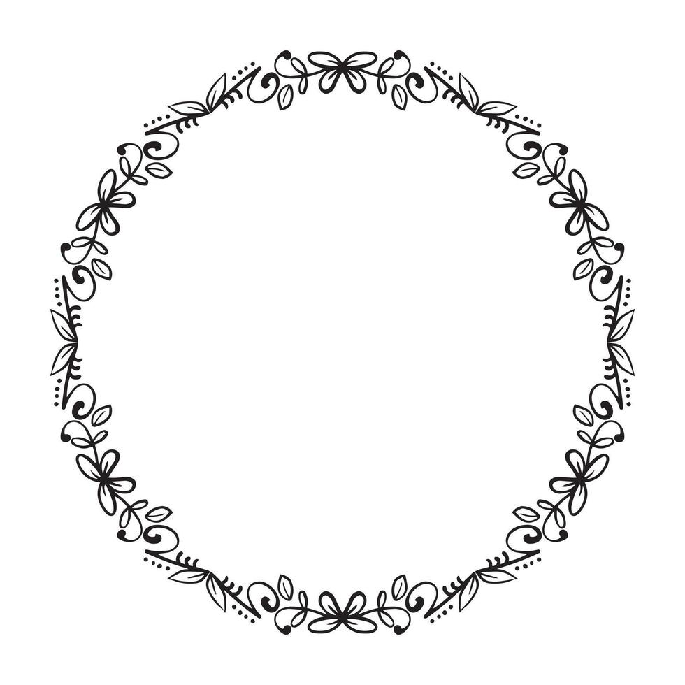 Vector decorative floral round element on white background