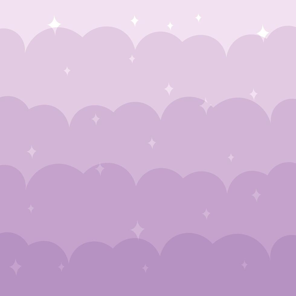 Vector cute purple clouds background with star elements