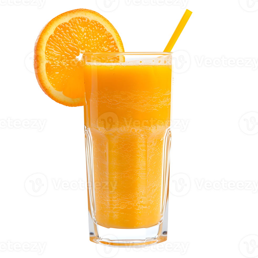 AI generated orange juice with straw PNG