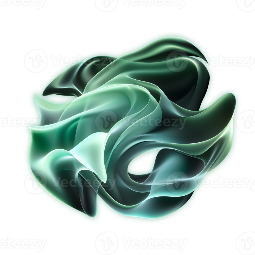 AI generated Abstract wavy green gradient shape png