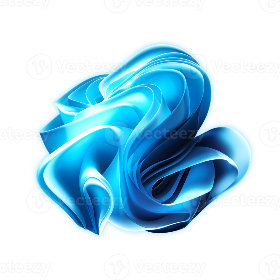 AI generated Abstract gradient blue wavy shape PNG