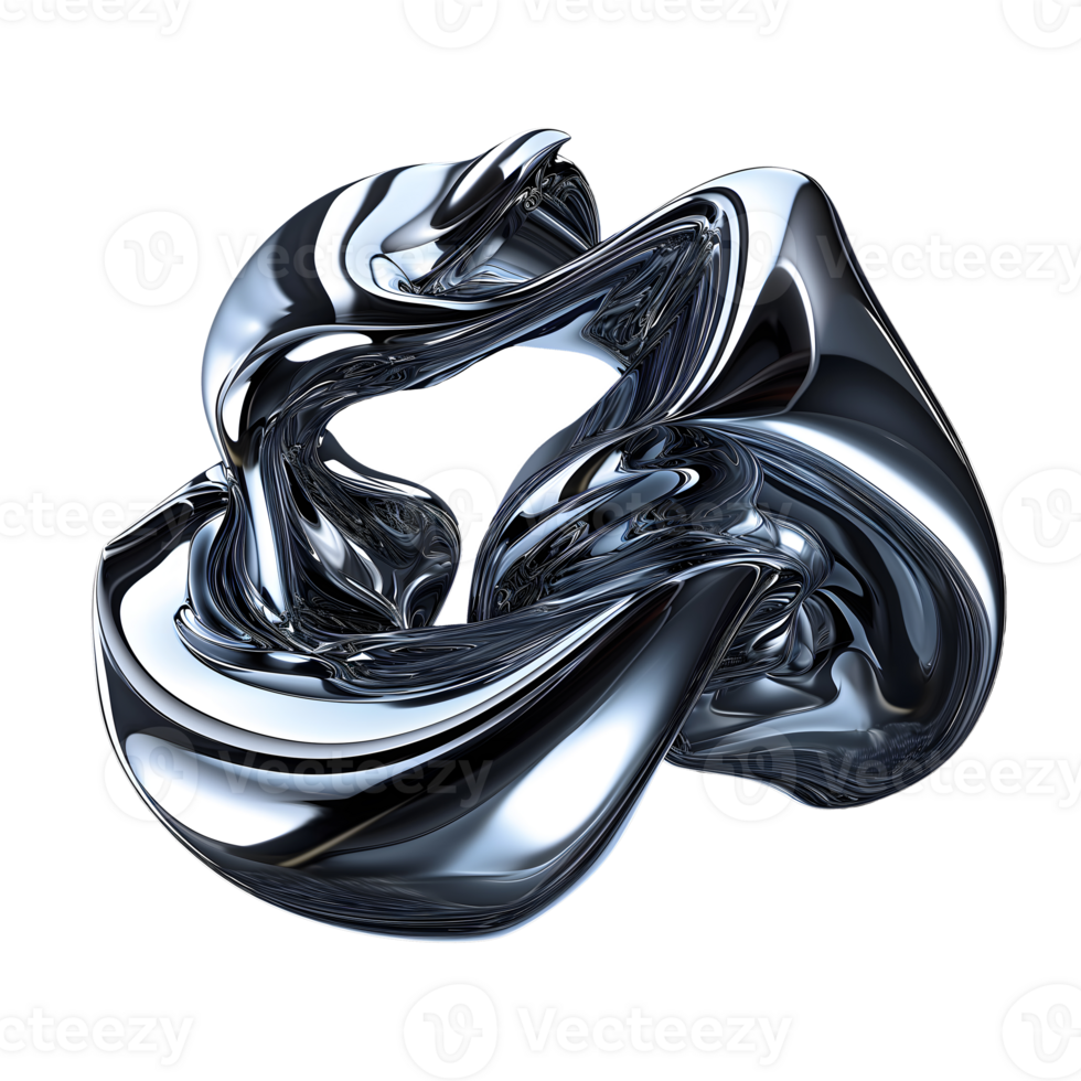 AI generated Abstract 3D metallic shape PNG