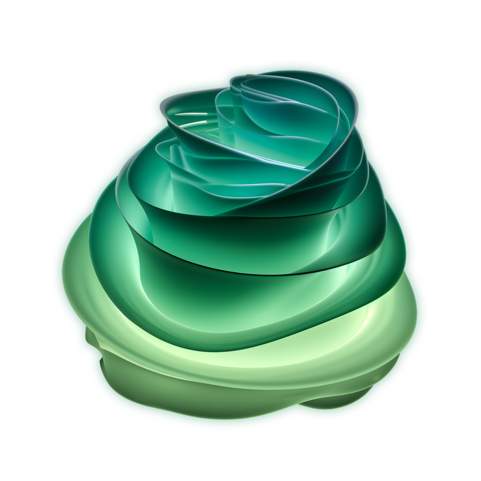 AI generated Abstract gradient green wavy shape PNG