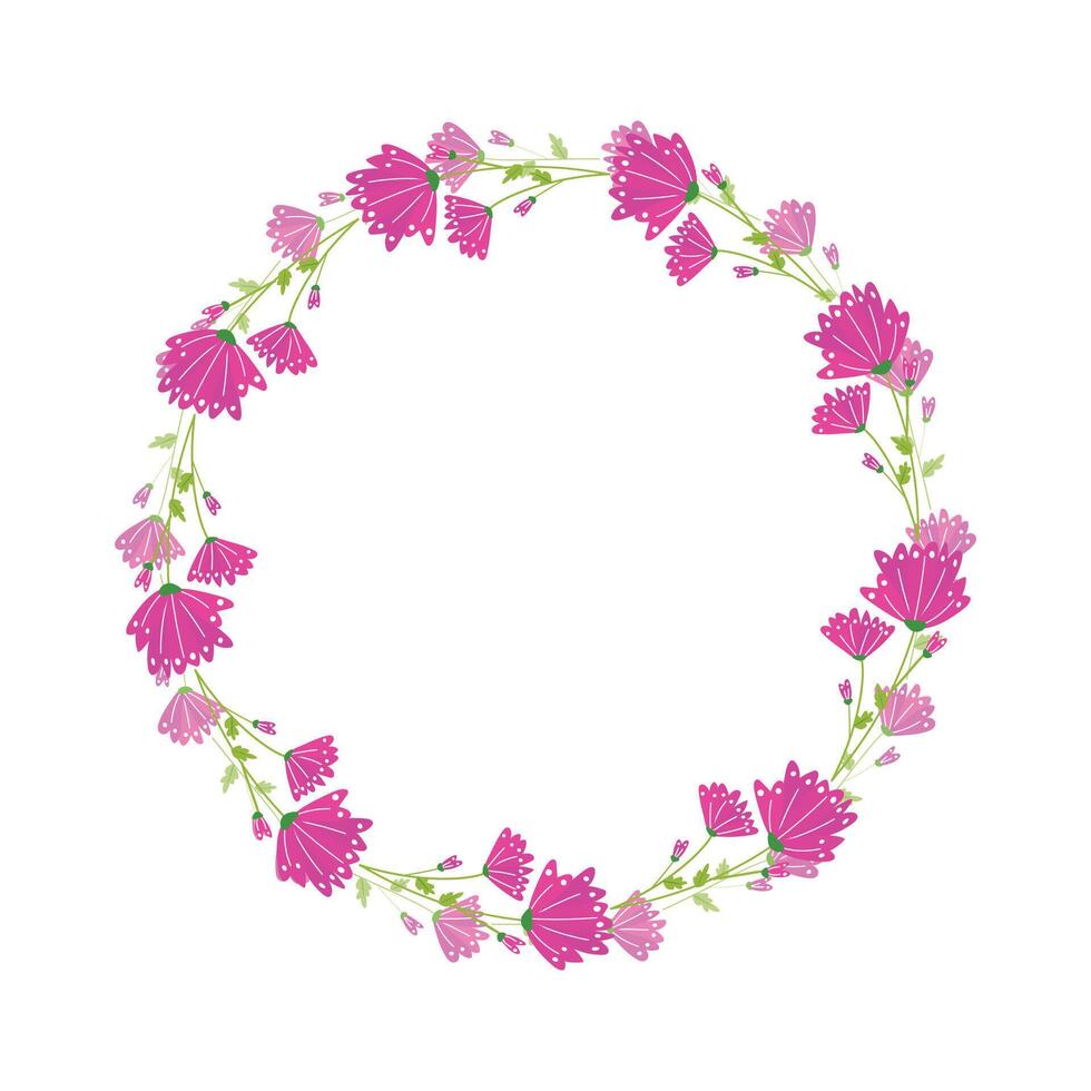 Vector hand drawn floral wreath on white background